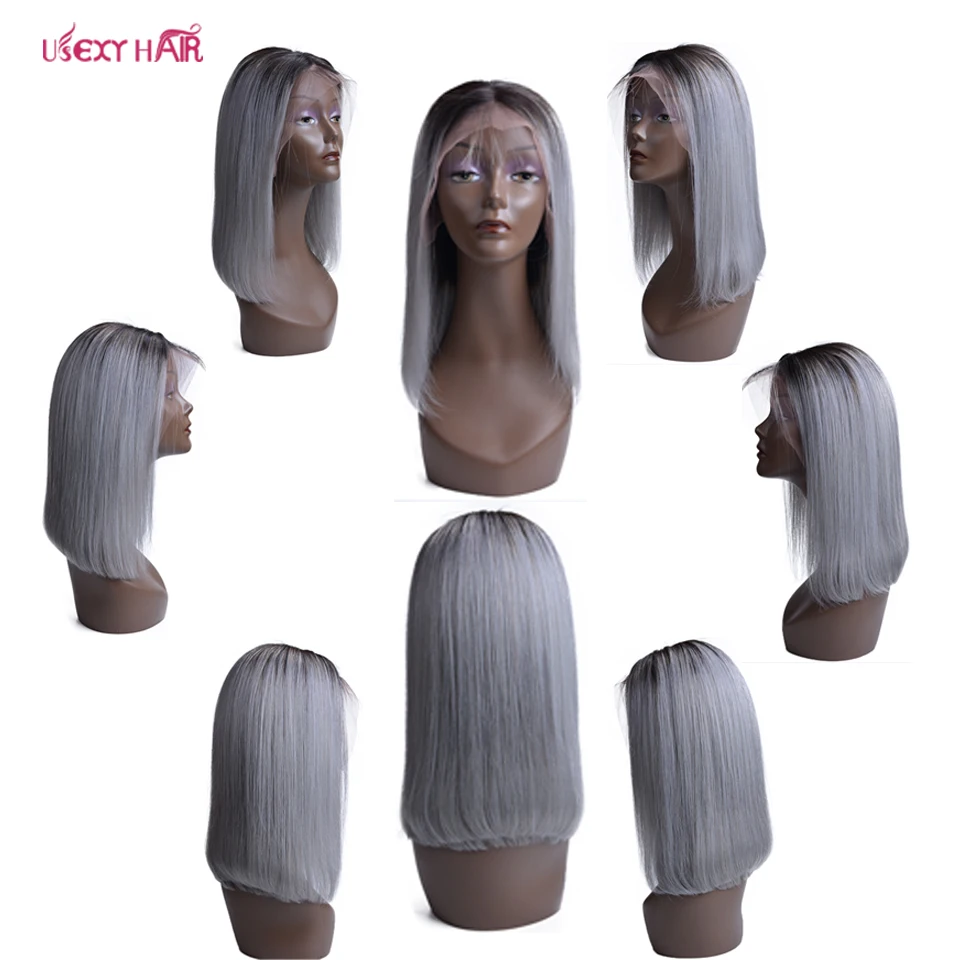 Синтетические волосы на кружеве al парик для Для женщин 1B/серый короткий Боб