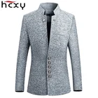 HCXY Блейзер Для мужчин весной 2019 Новый китайский стиль Бизнес Повседневное воротник мужской пиджак Slim Fit Для мужчин s блейзер размеры M-5XL