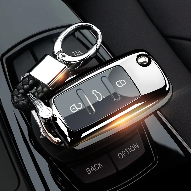 SILVER BUCKLE Чехол для автомобильного ключа для Volkswagen polo passat b5 golf 4 5 6 mk6 tiguan golf CrossFox Eos Scirocco jetta аксессуары для автомобильных ключей - Название цвета: SILVER BUCKLE
