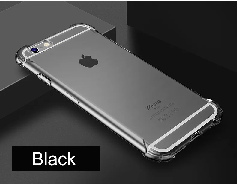 Роскошный защитный чехол-подушка безопасности для iPhone 6S 6S 7 7S 8 Plus X 10 iPhone 8 7 6 6S Plus Серебрянное ожерелье цвета крышки сотового телефона - Цвет: Черный