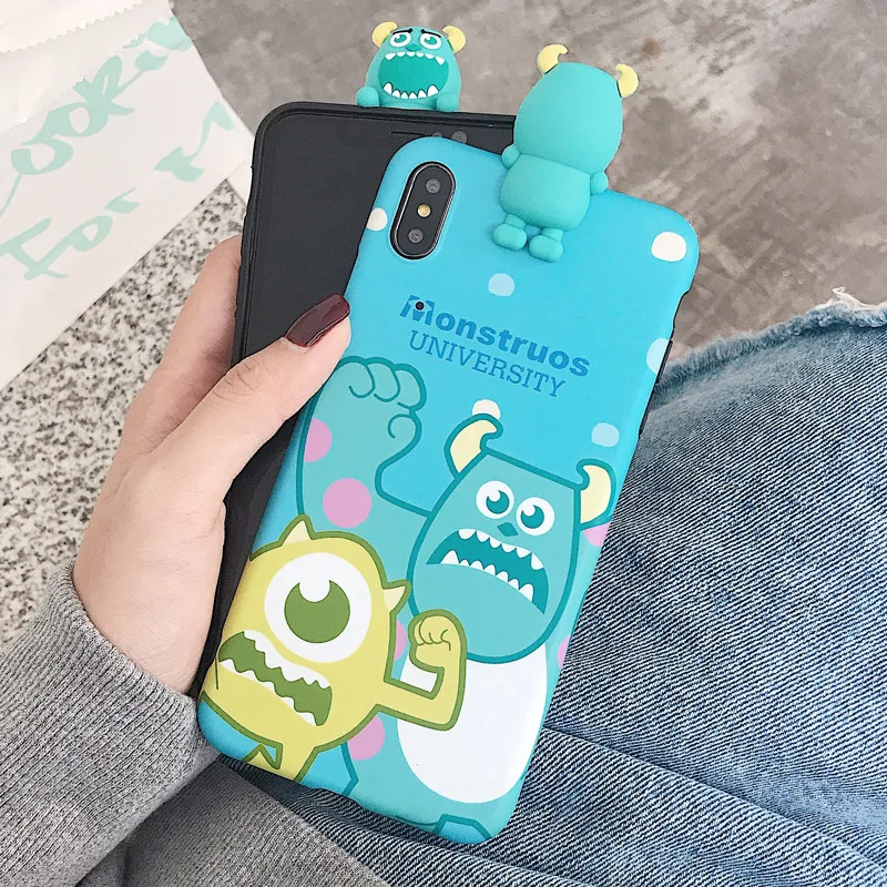 For iphone XR 3D Monsters Soft Case Cute Sullivan Mr Q matte skin back cover XS max X 7 7P 6 6sp 8 8plus |