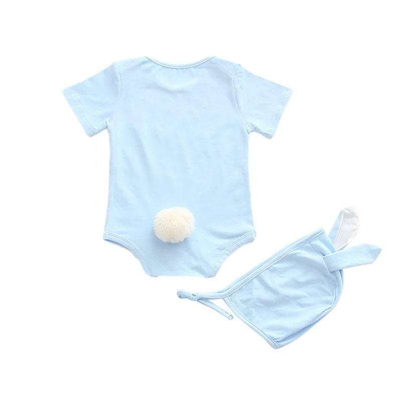 Summer Baby's Set for Boy Girl Cotton Cartoon Pattern Infant Short Sleeve Jumpsuit+Hat Newborn Romper Infants | Детская одежда и