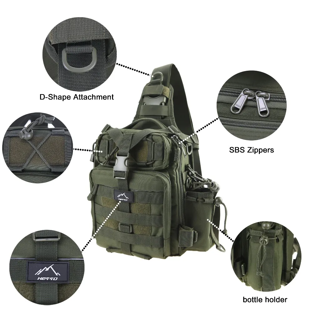 HETTO 1000D нейлон Кроссбоди Грудь сумка Открытый водонепроницаемый MOLLE военный рюкзак тактический слинг сумка на плечо