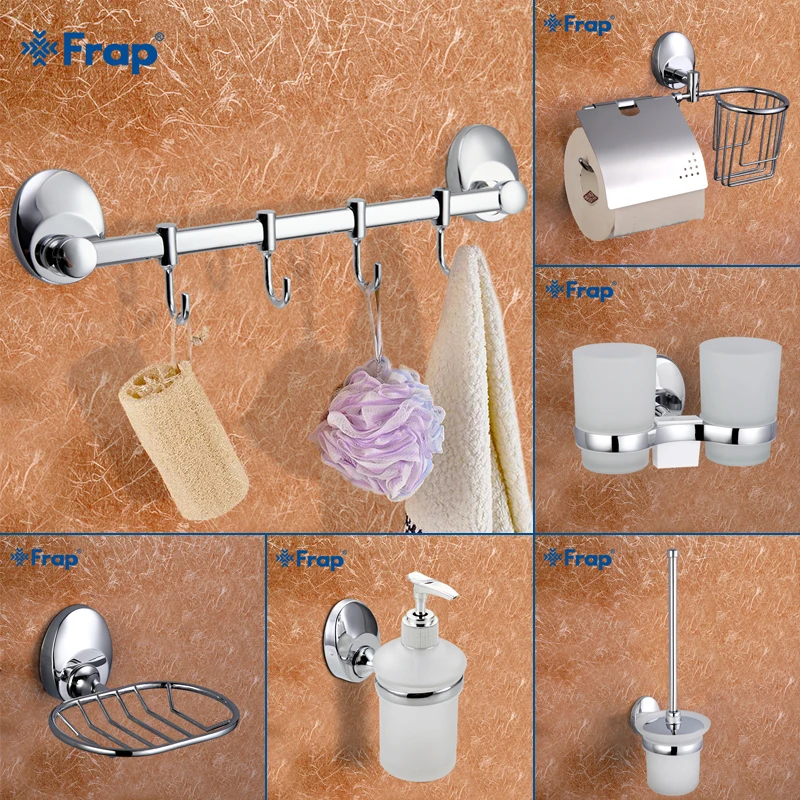

Frap Bathroom Storage Shelves Wall Hooks Towel Toilet Paper Holder For Toilet Brush Soap Dish Bathroom Hardware Set Accessories