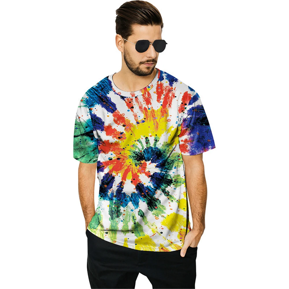 New Summer Graffiti Windmill Print Large Size T-Shirt Men's Loose Short Sleeve Shirt Cosplay Unisex Costume | Тематическая