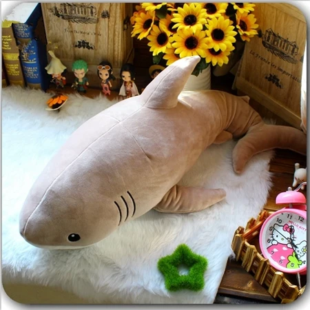 Dorimytrader New Lovely Simulation Animal Shark Plush Toy Soft Fluffy Cotton Sharks Doll Pillow for Kids Lover Gift 47inch 120cm - Цвет: Dark Grey