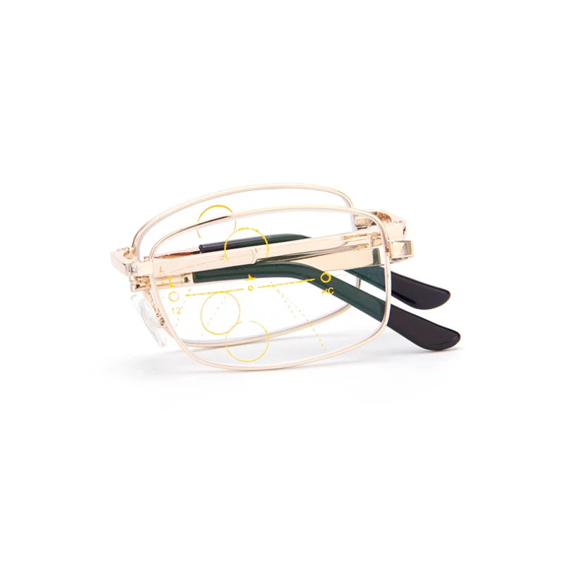 Zilead Zoom Bifocal Photochromism Reading Glasses Metal Foldable Asymptotically Anti Blue-Light Presbyopic Eyeglasses Unisex
