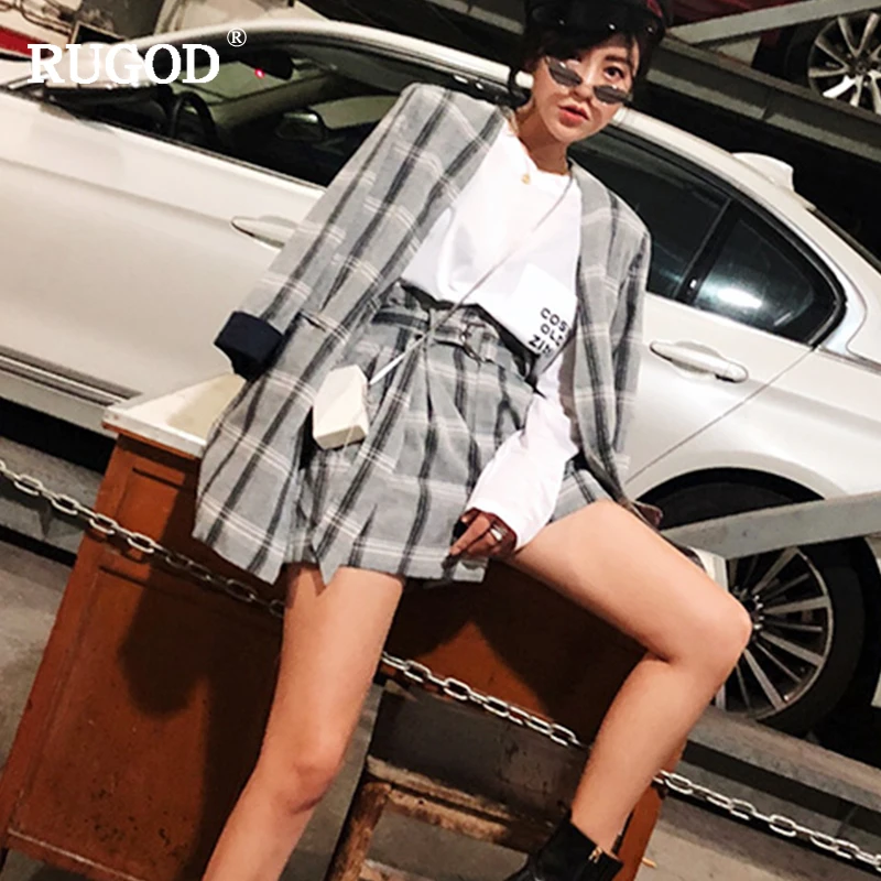 RUGOD комплект из двух предметов клетчатые женские брючные костюмы однобортные с
