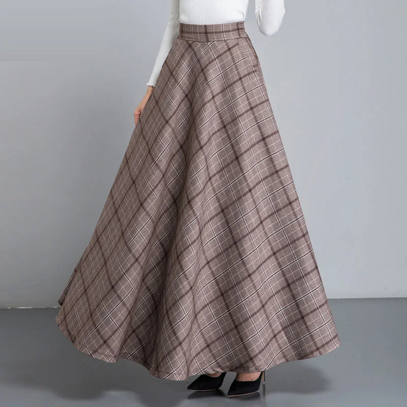 Женская винтажная длинная юбка макси в клетку повседневная клетчатая размера