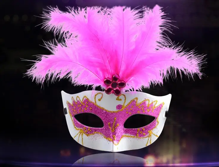 

New Halloween beauty feather mask Venice lace female queen princess costume party children half face masks DHL freen gift 200pcs