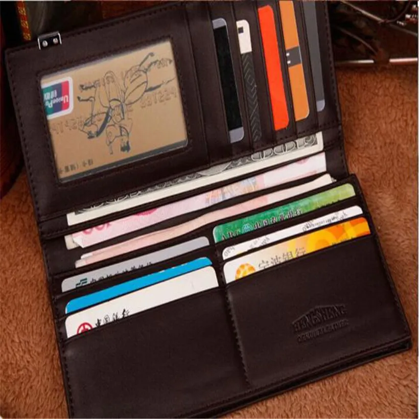 

2018 Casual Long Men Wallet Bag Brand Senior PU Leather Business Card Holder Men's Bags Ultra-thin Leather Coin Purse
