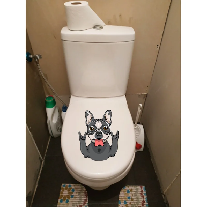 YOJA 15 5*19 4 см Забавный Французский бульдог WC туалетный стикер наклейки для