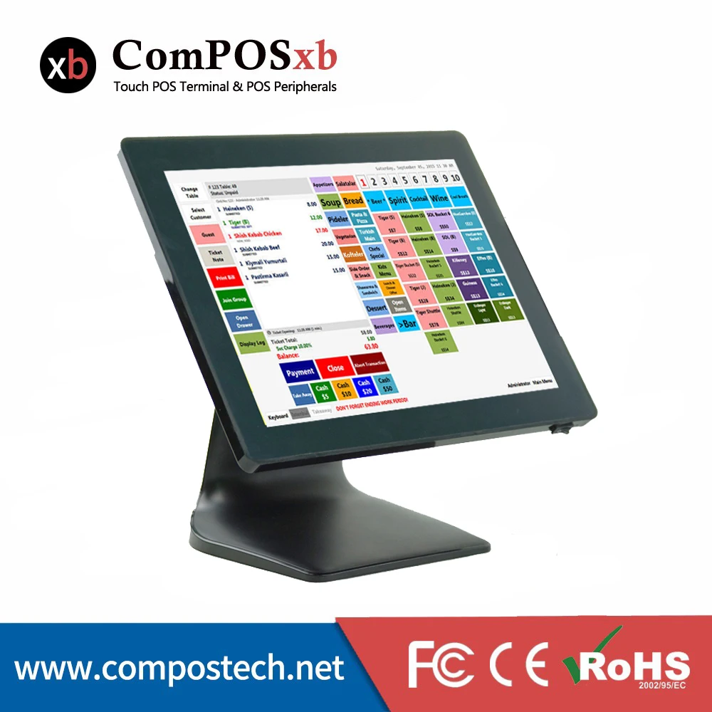 Бесплатная доставка Черный Цвет 15 Inch POS для небольших Бизнес/ресторан всё-в-одном