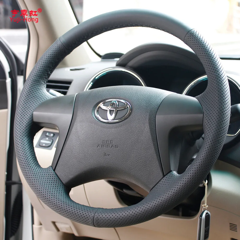 Yuji-Hong чехлы на руль автомобиля чехол для Toyota Highlander 2009-2013 Camry 2009-2011 Fortuner верхний слой коровья кожа Чехол