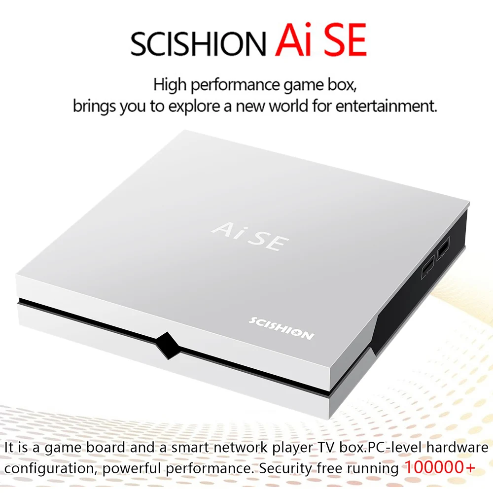 SCISHION Ai SE Android 7,1 умная игра ТВ коробка RK3399 4G+ 64G 4 K H.265 мультимедийный видеоплеер w/геймпад 5G/2,4G, Wi-Fi, RJ45 USB3.0
