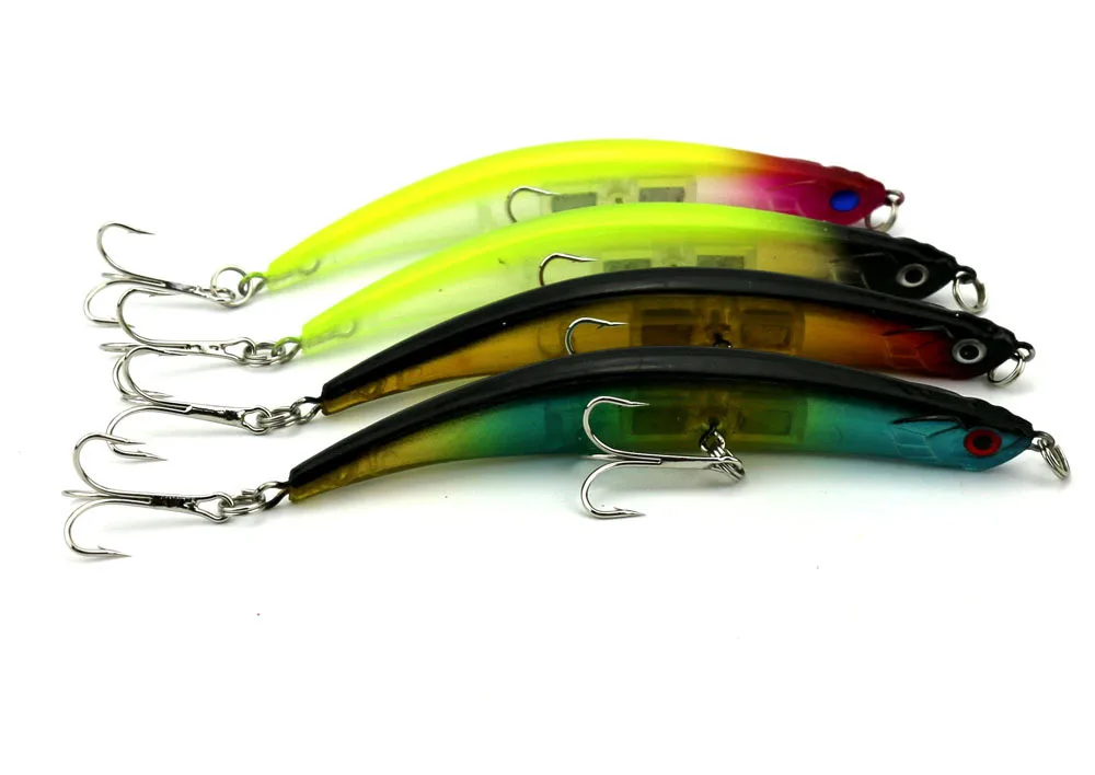 4pcs 11.5cm 11.8g 4# hooks bent minnow bass hard fishing lures minow bait plastic tackle | Спорт и развлечения