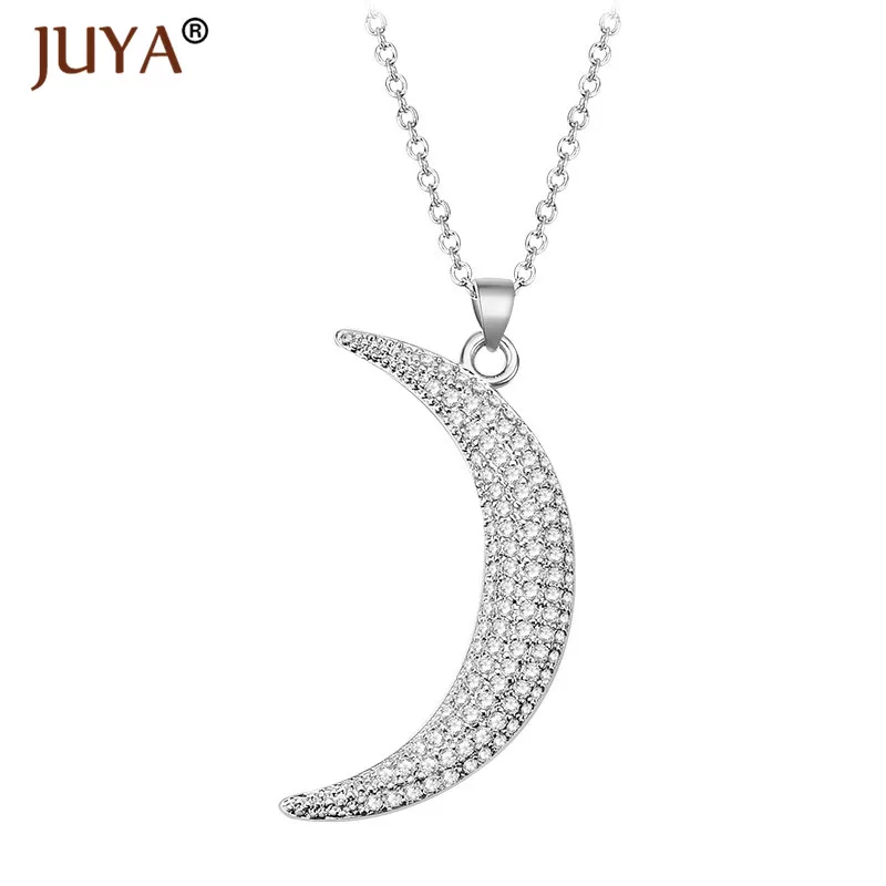 Женское Ожерелье с кулоном в виде полумесяца из меди и циркона|moon pendant necklace|necklaces