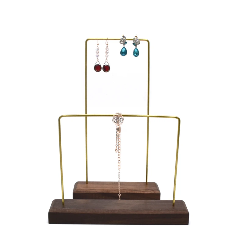 

New Fashion Solid Wood Metal Stick Jewelry Display Holder Necklace Earrings Bracelets Display Shelf Jewellery Display Stand