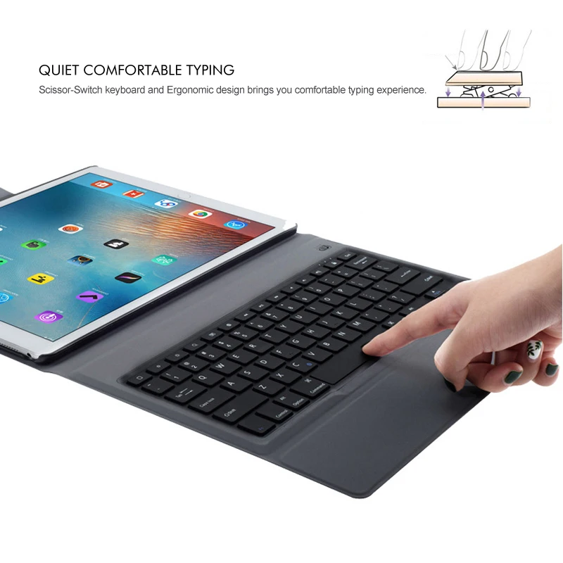 Witsp@ d ультра-тонкий беспроводной Bluetooth чехол для клавиатуры для iPad Pro 12," выпущен, все-в-одном дизайн премиум кожаный чехол