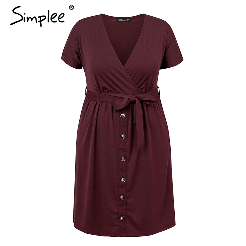 Женское летнее платье Simplee с коротким рукавом и V-образным вырезом 2019 пикантное