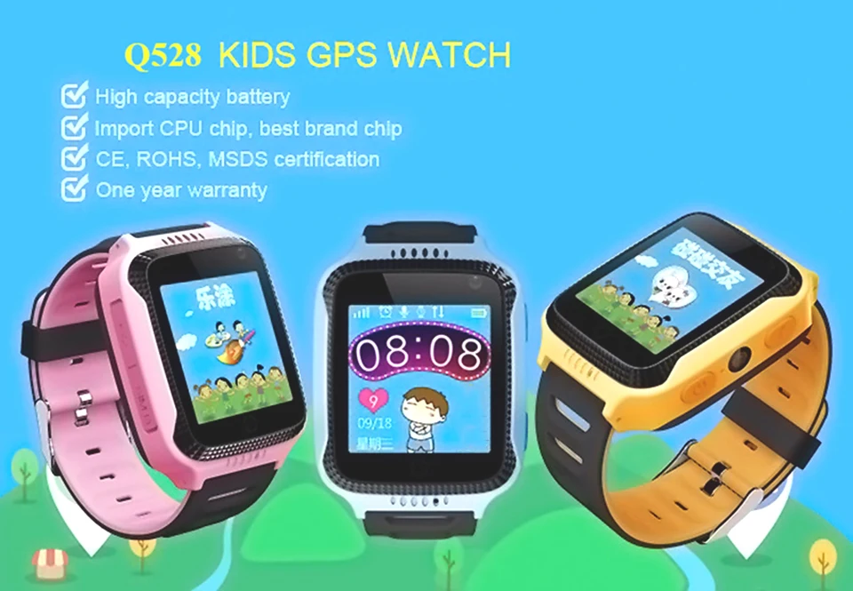 Q528 Дети gps Смарт часы с камерой освещение сенсорный экран Sim карты часы телефон расположение SOS Вызов монитор pk Q100 Q90 iosAndroi