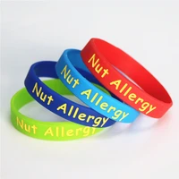 4pcslot medical alert nut allergy silicone wristband adults size green red blue armband rubber braceetsbangles gifts sh110a