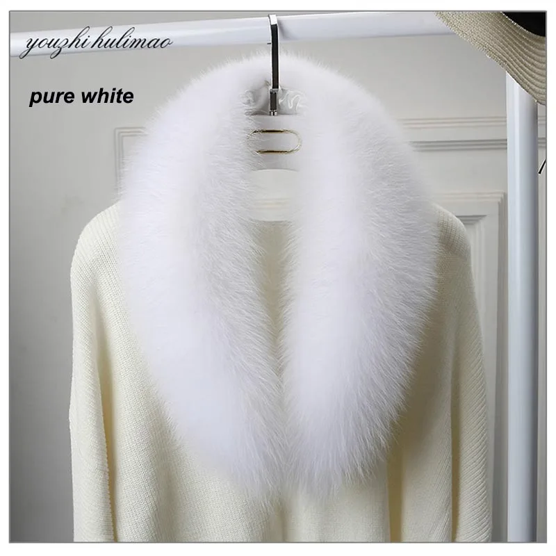pure white Ms. MinShu натуральный Лисий мех воротник шарф для женщин Зимний лисий мех шарф натуральный Лисий кожа воротник шеи Теплый на заказ - Цвет: pure white