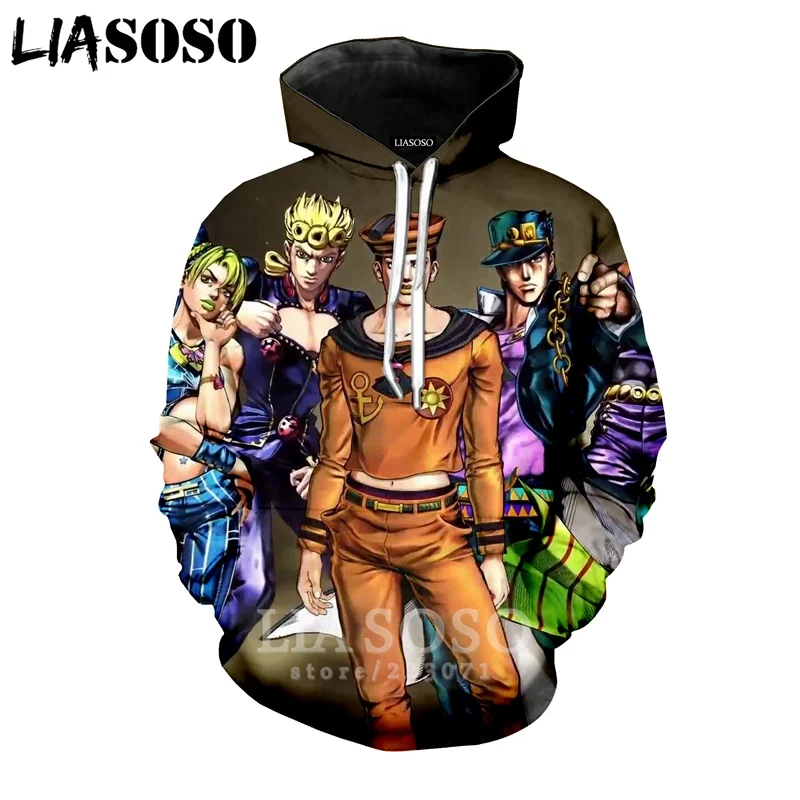 LIASOSO, зимняя мужская и женская толстовка Higashikata Josuke, 3D принт, JoJo, Необычные приключения, толстовки с длинным рукавом, топ, пуловер, B051-11