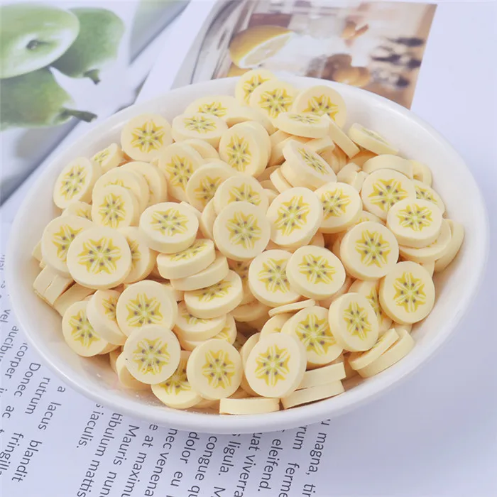 Banana 100 шт./лот, глиняные бусины, украшение, ремесло, фруктовые ломтики, кабошон с плоской задней поверхностью, скрапбукинг, подходят для украшения телефона, аксессуары для Diy - Цвет: Banana