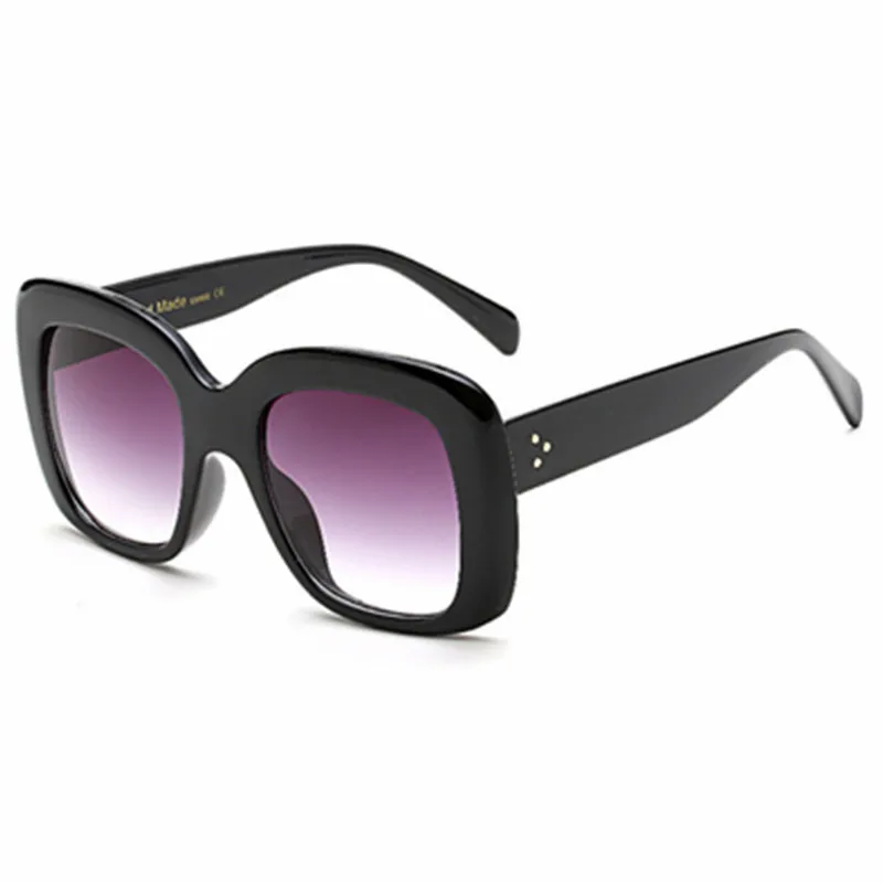 C1 black grey Новые винтажные Квадратные Солнцезащитные очки, женские роскошные брендовые дизайнерские винтажные классические очки с заклепками, женские очки с прозрачными линзами UV400 - Цвет линз: C1 black grey