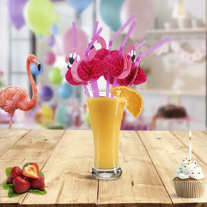 20 штук гибкие Фламинго Пластик соломинки Луо вечерние принадлежности