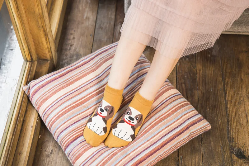 Kawaii/женские носки с героями мультфильмов; милые короткие носки из Шиба, быка, терьера; забавные Женские повседневные мужские короткие носки; счастливые хлопковые носки