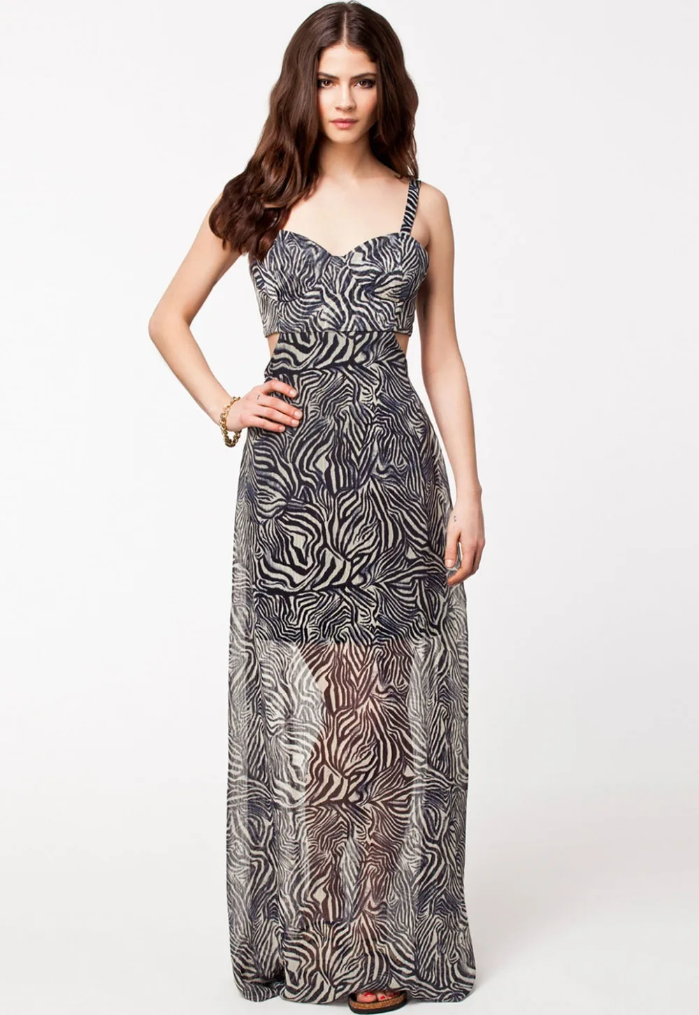 New 2014 Double Layered Revealing Back Chiffon Maxi Dress straight floor-length sleeveless square collar hollow out LC6508 |