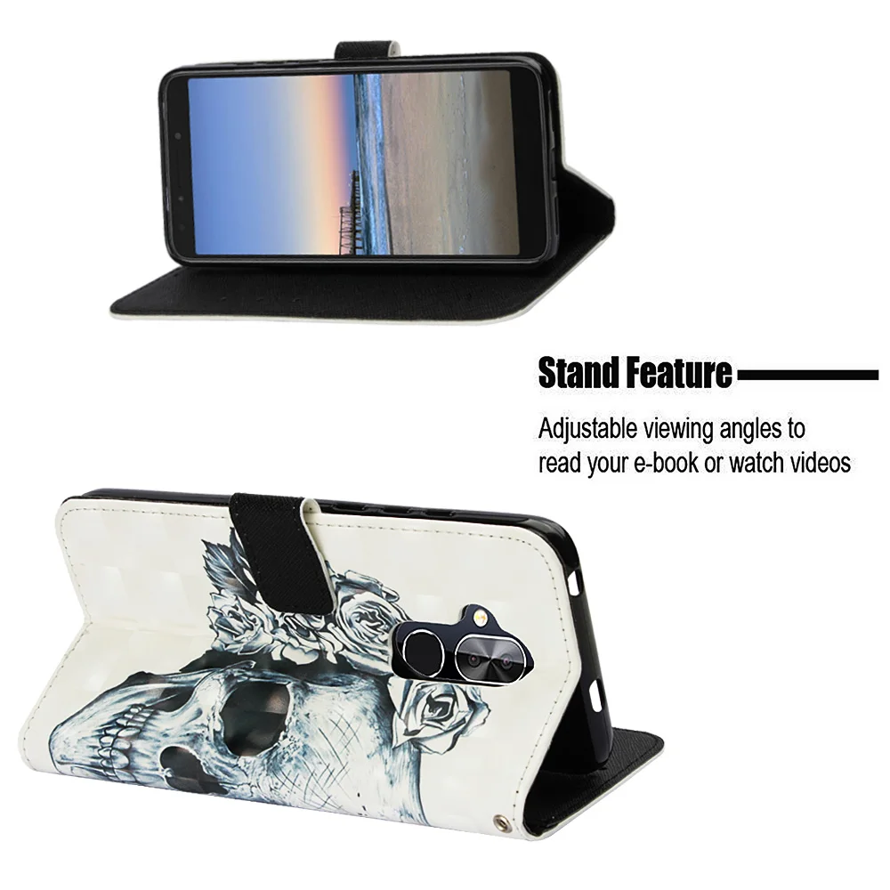 Для Alcatel Revvl 2 Plus 7 Folio 2018 держатель 3D окрашенная кожа мягкая задняя крышка флип