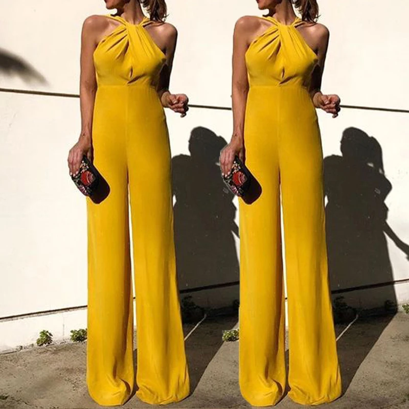 Женский Свадебный комбинезон сексуальный глубокий v-образный вырез Холтер без