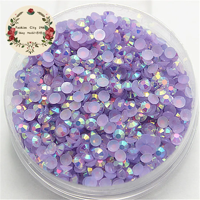 Стразы для дизайна ногтей! 3 0 мм SS12 5000 шт./упак. смолы Flatback Rhinestone Jelly Lilac AB 14 граней