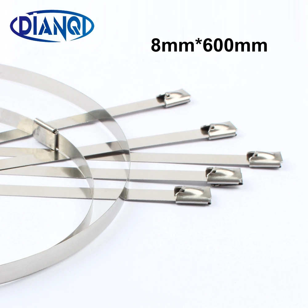 Высококачественная кабельная стяжка на молнии из нержавеющей стали 8 мм x 600