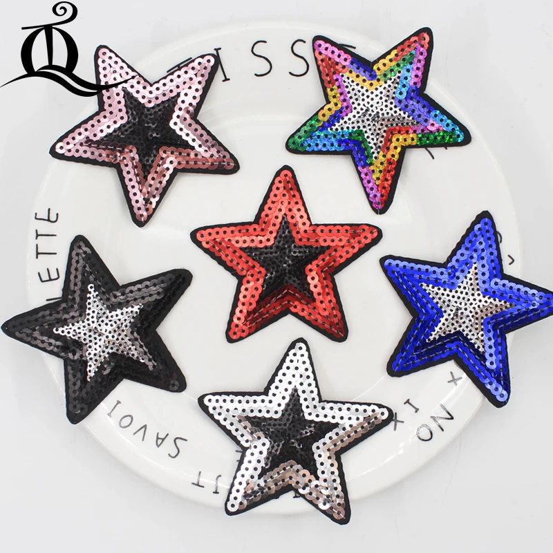 

Mix 6pcs 7.6x7.6cm cartoon star DIY fashion fine embroidery cloth patches patches clothing jeans trumpet children's stickers E25
