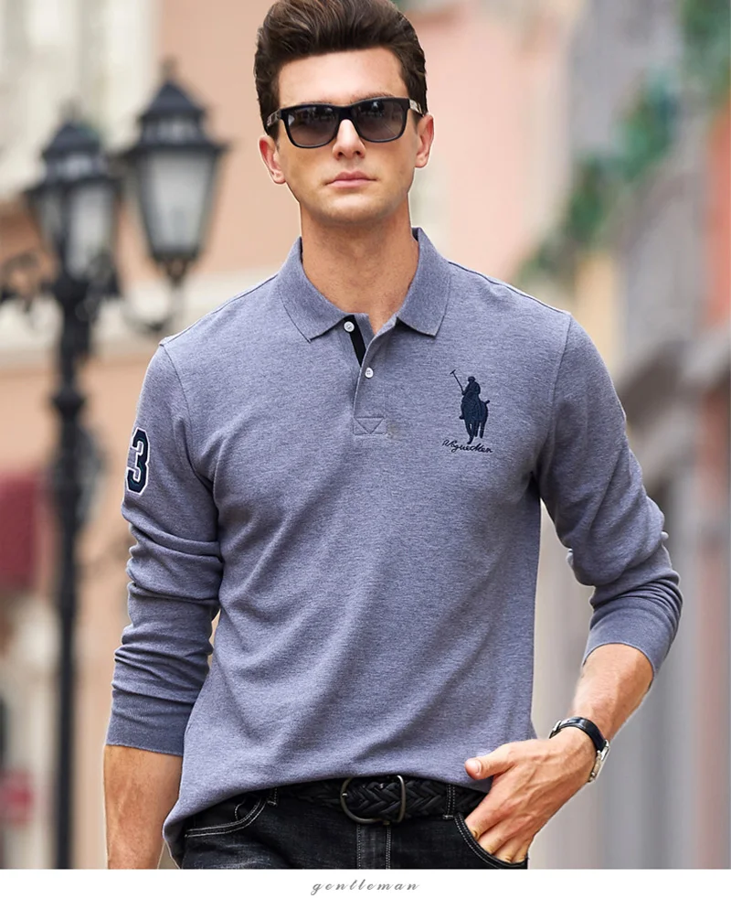 Верхняя одежда Qualite Solide couleur 3D Broderie Polo Chemise повседневные рубашки поло hommes de Polo A manches Longues 2019New поступление поло