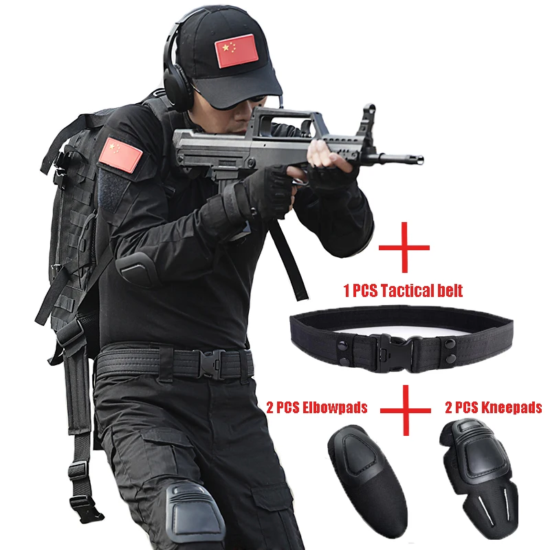 Черный Тактический Костюм Мультикам камуфляжная одежда для охоты армейская