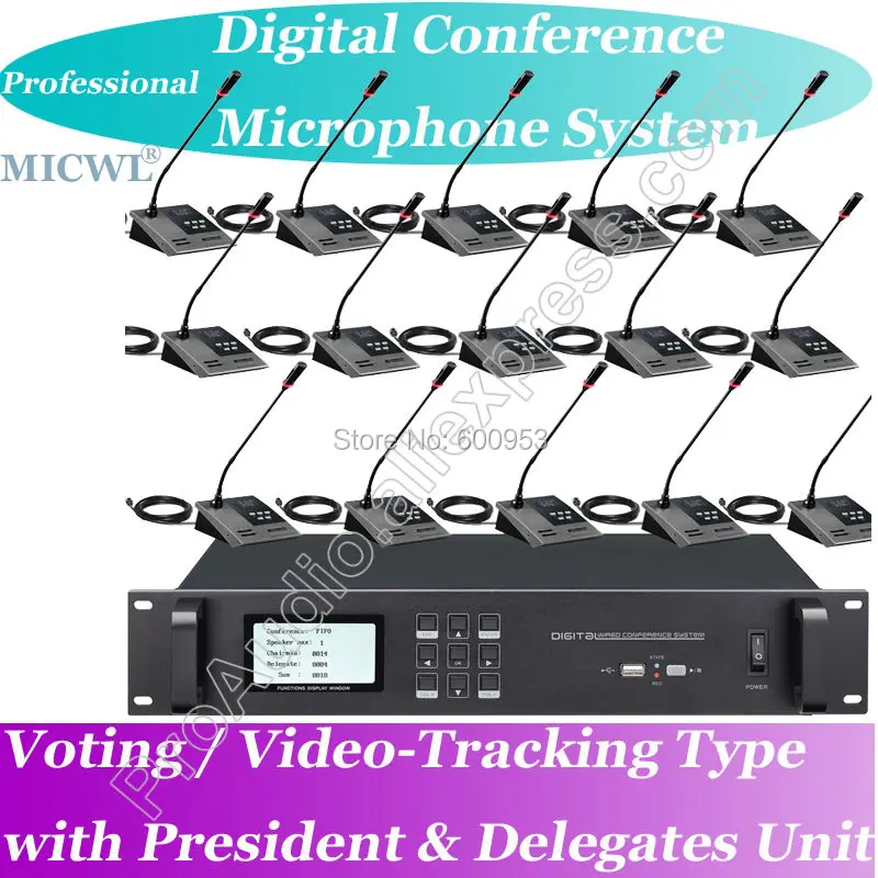 Top-Ranking Pro Voting Video-tracking Teleconference Digital Meeting Microphone System President and Delegate