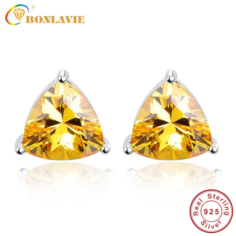 Женские Треугольные Серьги BONLAVIE 6 2ct из натурального желтого цитрина серьги