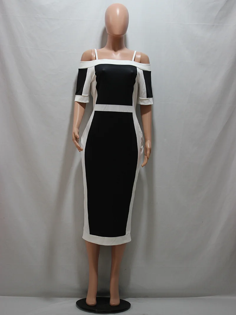 Летнее Новое Женское черно белое облегающее платье на бретелях с принтом|Женские