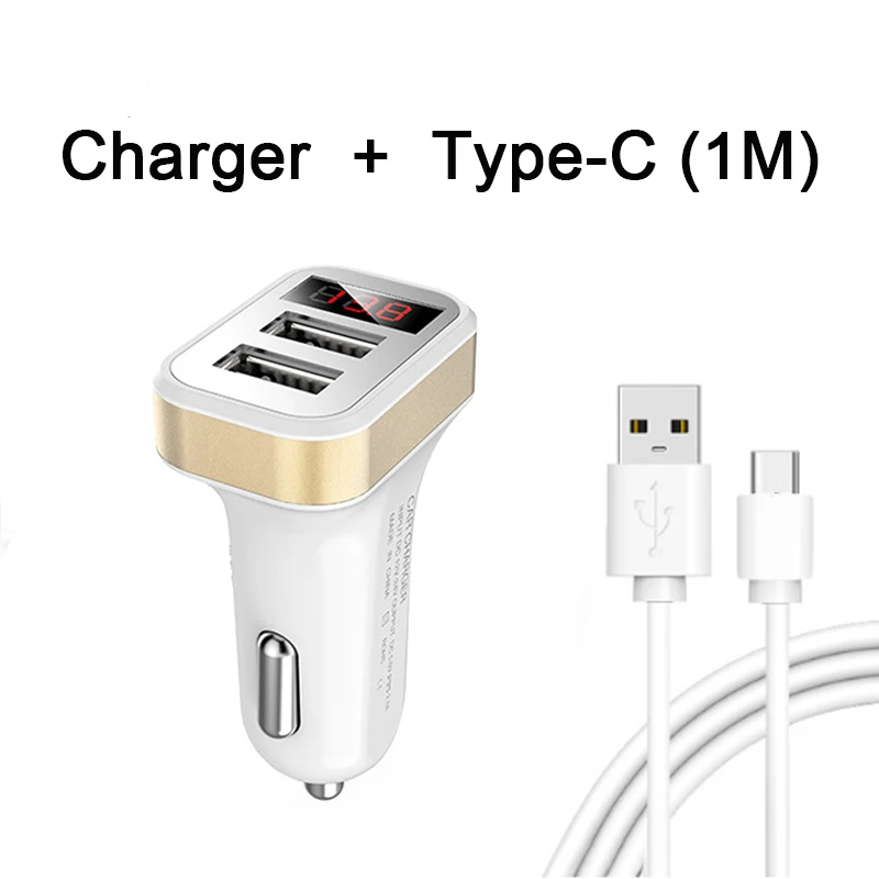 5 V 2.1A ЖК-дисплей зарядное устройство для автомобиля с двумя портами USB