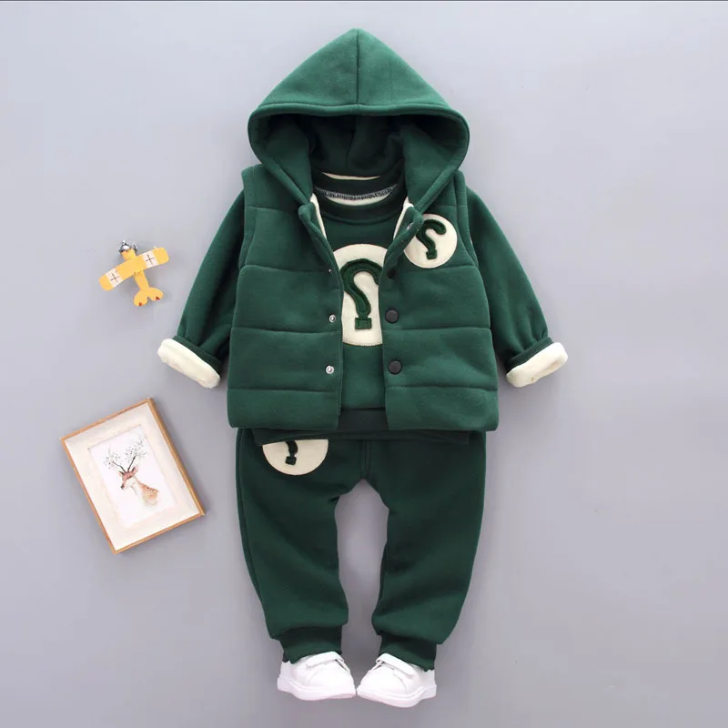 3pcs/lot Baby Girls Clothing Sets Plush Velvet Coats+Vests+Pants Thicken Cashmere Warm Boys Winter Set For 9M-4Y | Детская одежда и