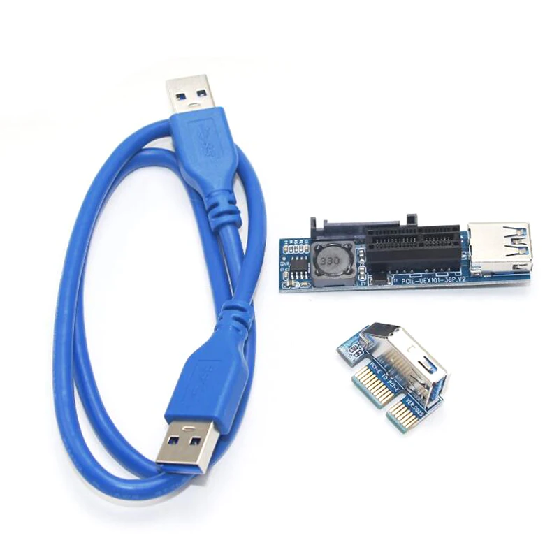 Адаптер PCI E Express 1X к расширитель переходная карта кабель USB 3 0 SATA питание для