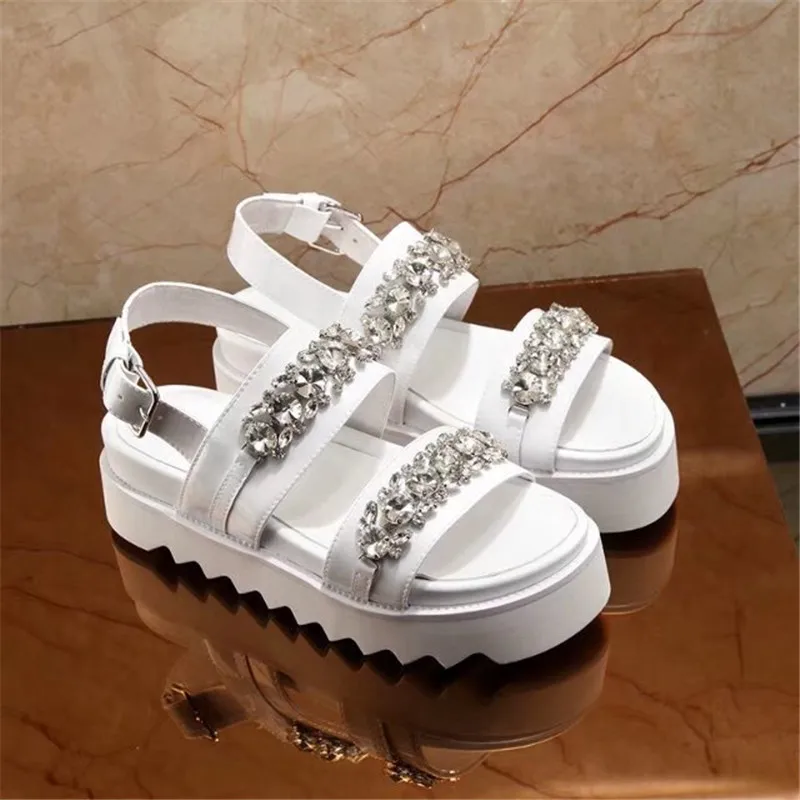 Rhinestone Women Platform Sandals Shoes Chains Summer Wedges Zapatos Mujer Crystal Wedding Brand Sapato Feminino Sandalias | Обувь