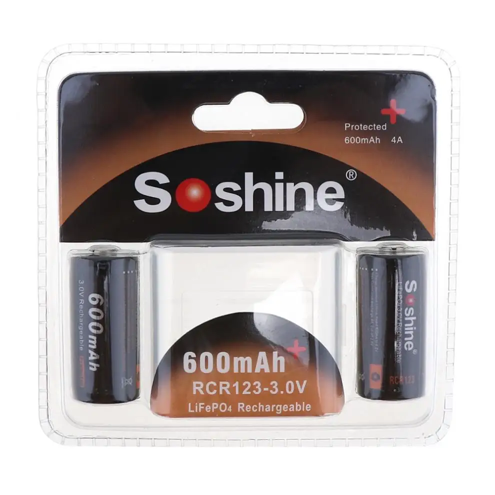 Soshine 2 шт./se 16340 RCR123 литий ионная аккумуляторная батарея 600 мАч 3 7 в литиевые батареи