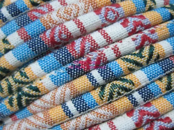 

Beige mixed ethnic cord fabric Textile wrap cord Embroider cord