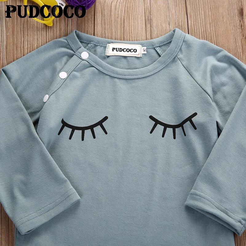 Newborn Infant Baby Girl Boy Clothes T-Shirt Leggings Pants Fashion 2PCS Comfy Outfit Lovely Eyelashes Print Clothing Sets | Детская